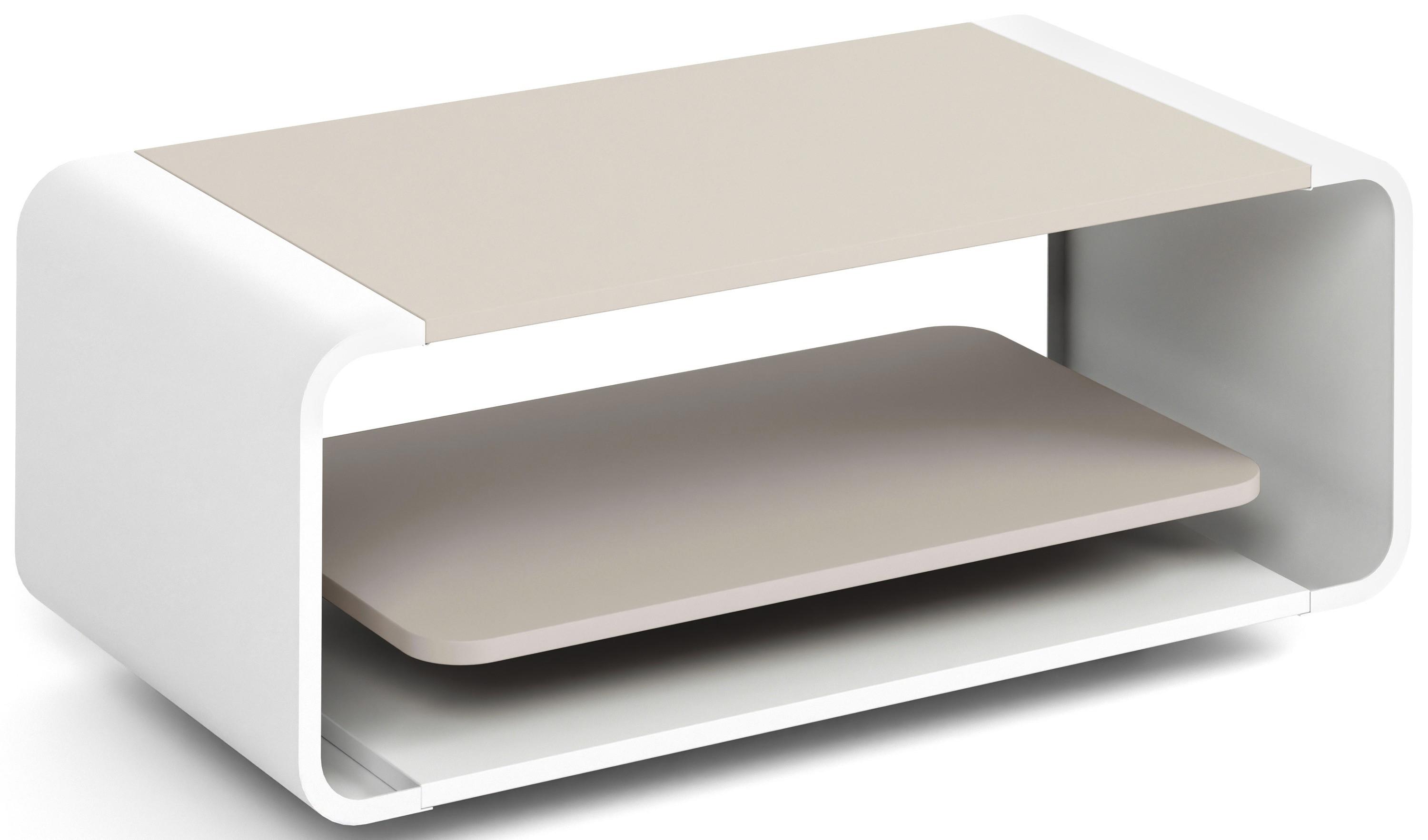 COUCHTISCH Sora in Kaschmir mit abgerundetem weißem Metallgestell 100/50/41 cm - Kaschmir/Beige, Holzwerkstoff (50/100/41cm) - WFL GROUP