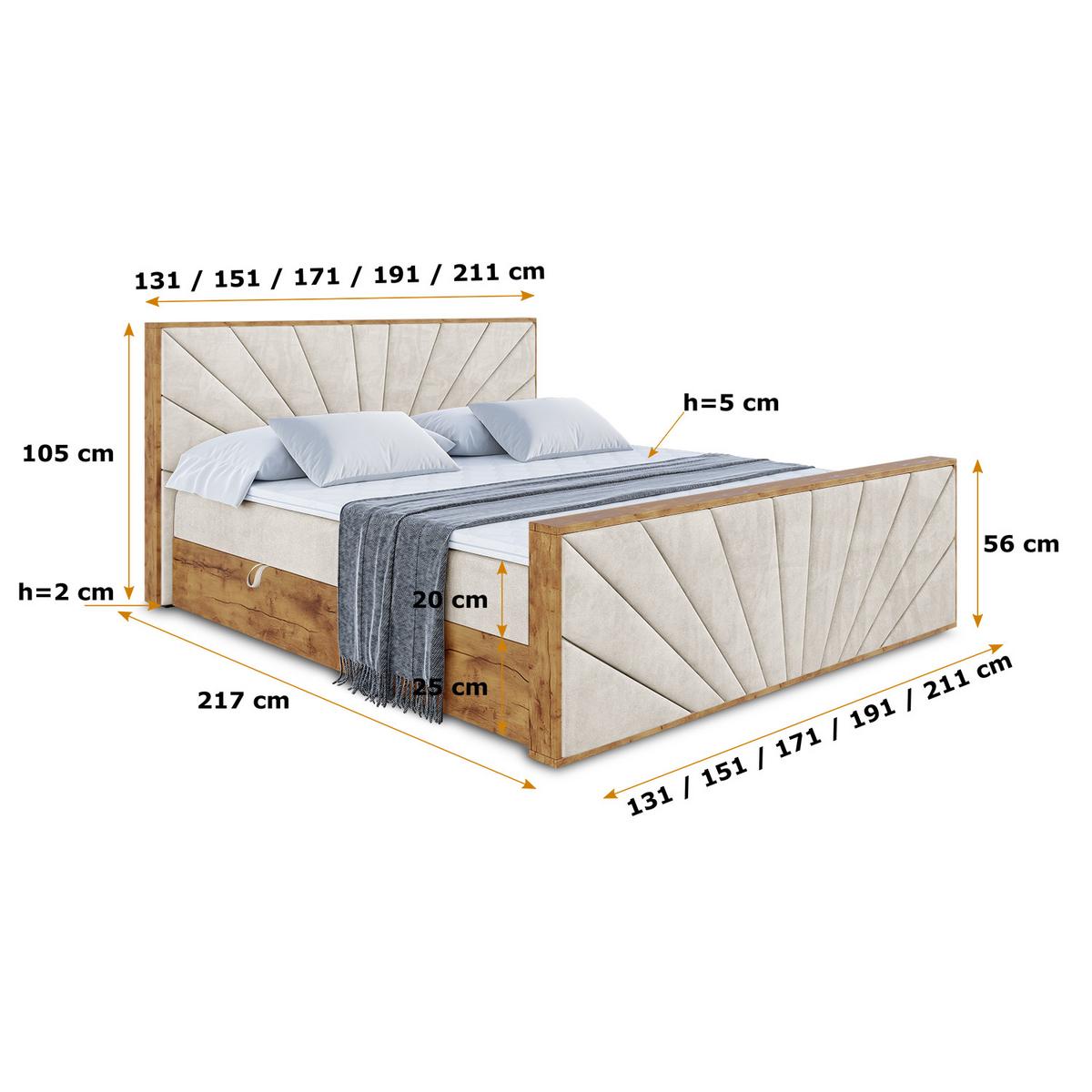 BOXBETT mit Matratze H4 und Lattenrost - LOLLI6-Z - 180x200 - Beige Casablanca - Beige, Holzwerkstoff (180/200cm) - ALTDECOR