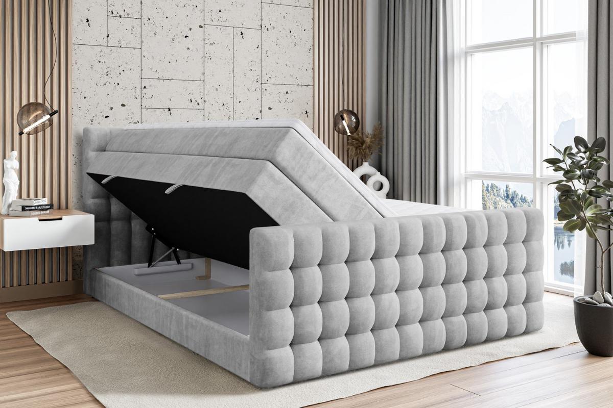 BOXSPRINGBETT VIONE-Z KING - 120 x 200 - H3/H4 - Hellgrau - Hellgrau, Holzwerkstoff (120/200cm) - ALTDECOR