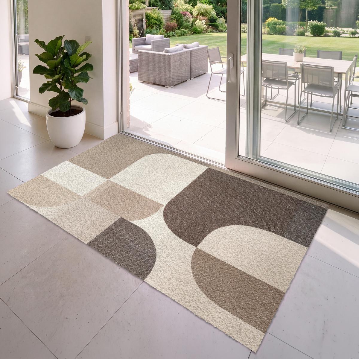 FUSSMATTE Geometrisch - Gewebte Struktur - Modern Fußabtreter 180x120 cm - Beige, Kunststoff (180/0.4cm) - MuchoWow