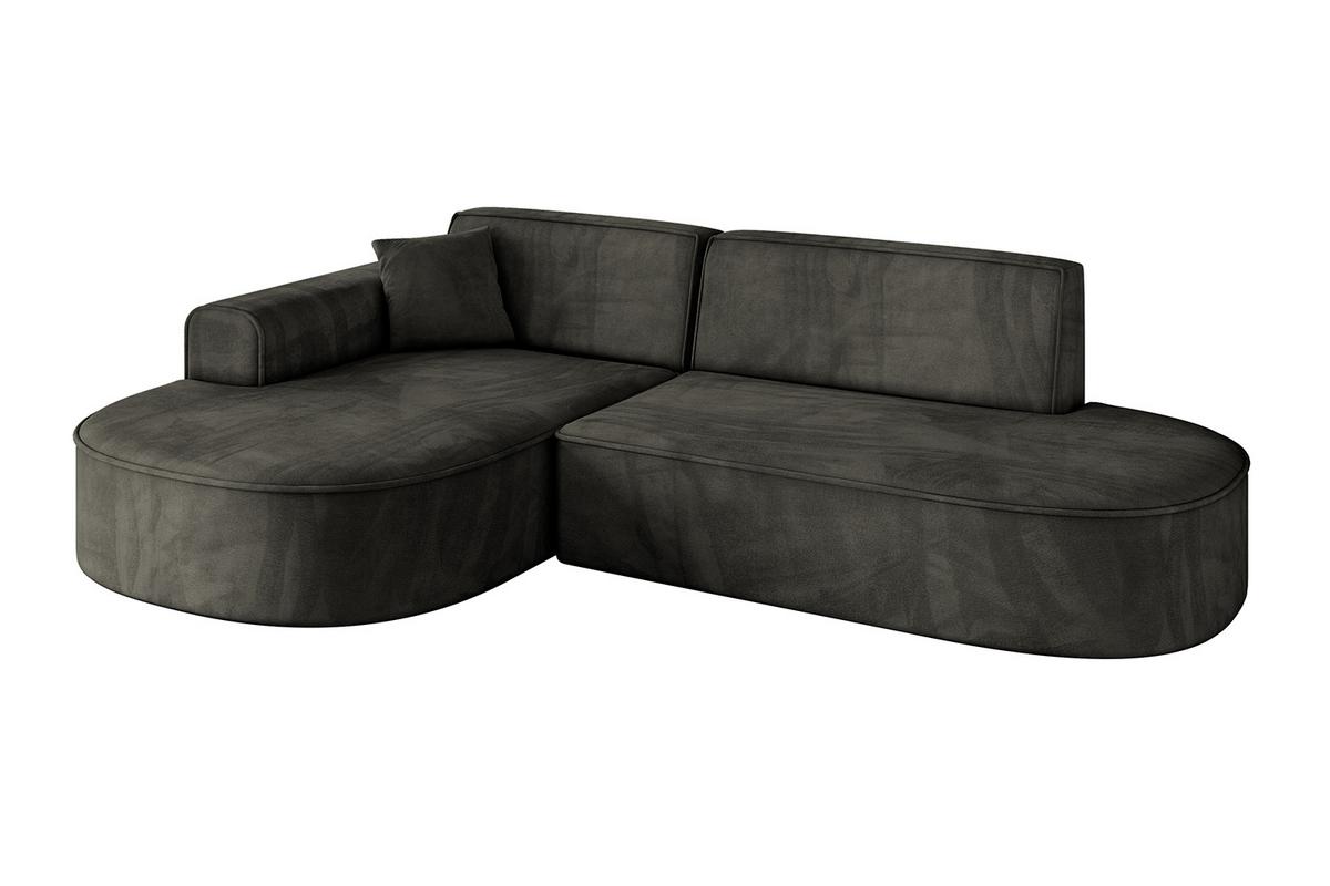 ECKSOFA Ottomane Links MARI-L1 - 243x171x79 cm Schwarz Velours - Schwarz, Holzwerkstoff/Kunststoff (243/171cm) - ALTDECOR