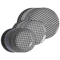 TELLER-SET Takeo schwarz-weiß 12-tlg. - Schwarz/Weiß, Keramik (2/2/2cm) - Ritzenhoff Breker