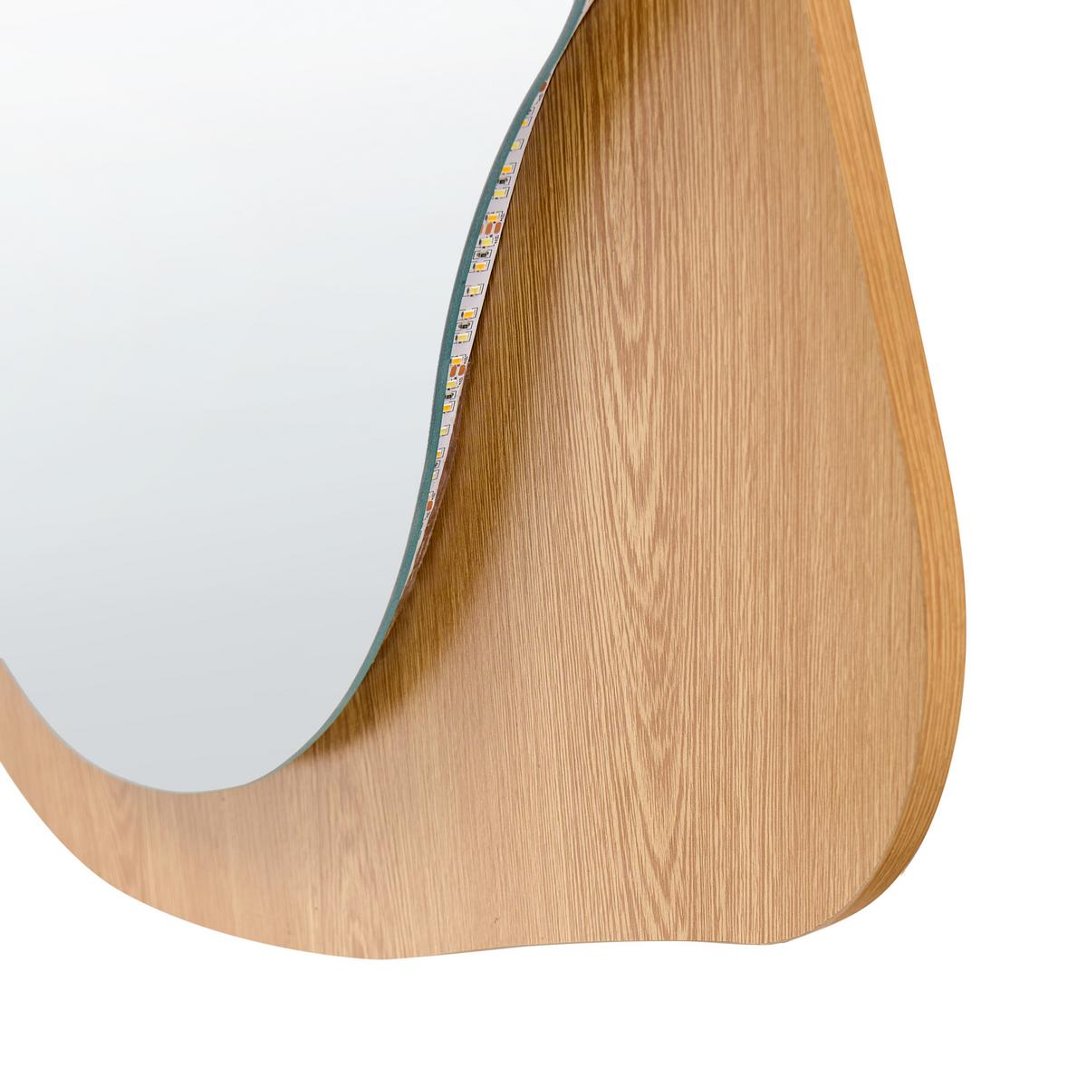 WANDSPIEGEL 58/171 cm Hellbraun LED Lamblore - Braun, Glas (58/171/3cm) - Beliani