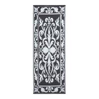 OUTDOORTEPPICH-LÄUFER, Damast-Muster 72/198 cm - Schwarz, Kunststoff (73/198cm) - Homescapes