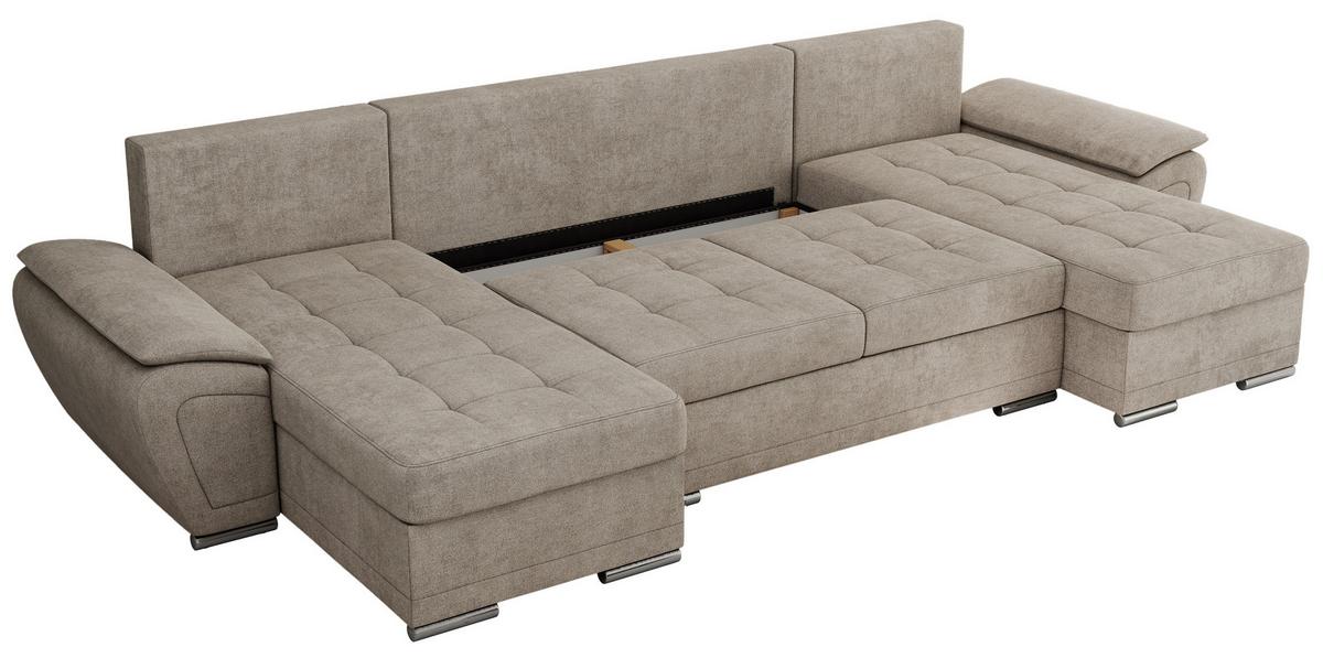 WOHNLANDSCHAFT UMBRIA U Beige Stukture - Beige/Grau, Textil/Metall (336/85/157cm) - MKS