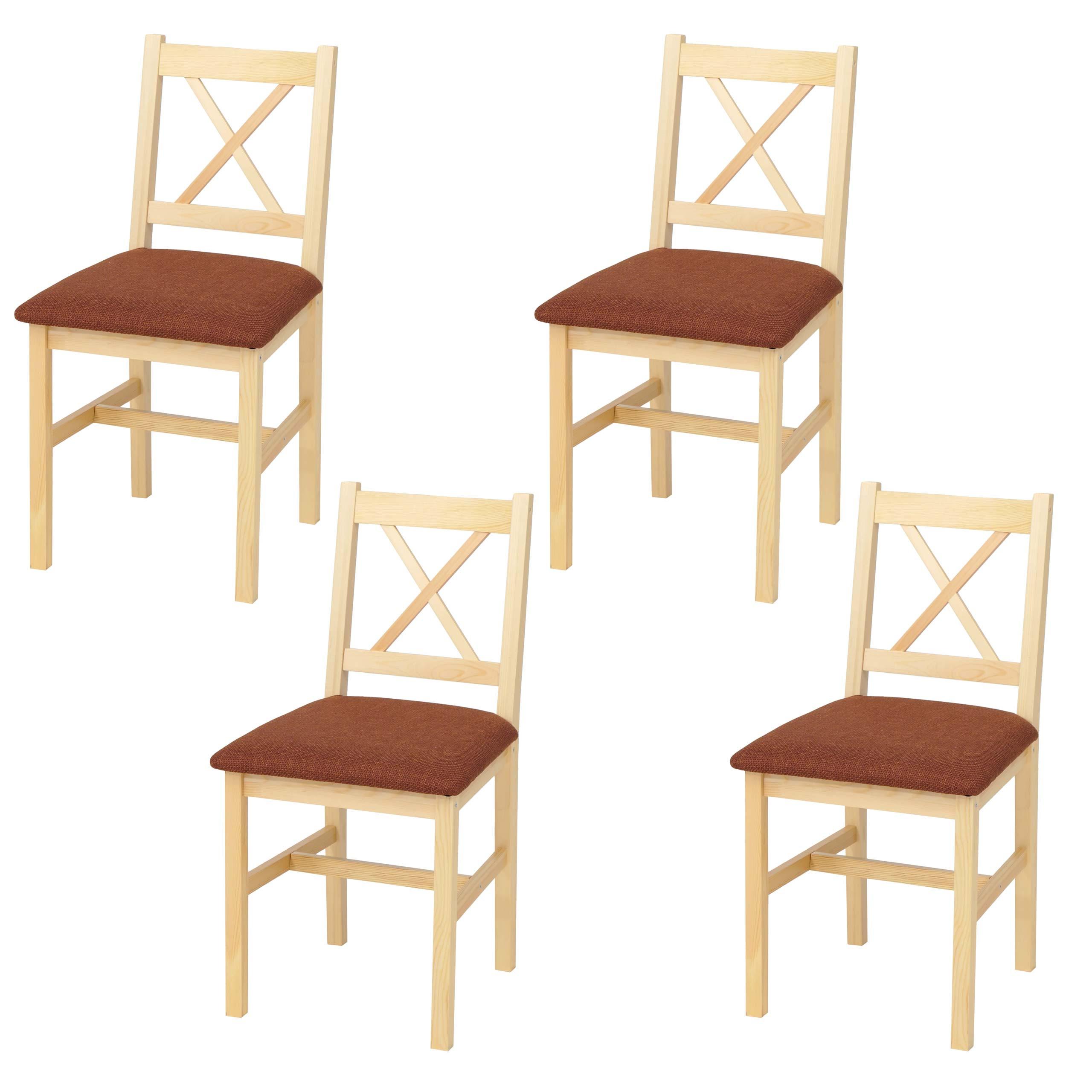 ESSZIMMERSTUHL Kiefer, Orange 4er-Set - Orange/Kieferfarben, Holz (43/85/44cm) - MCW
