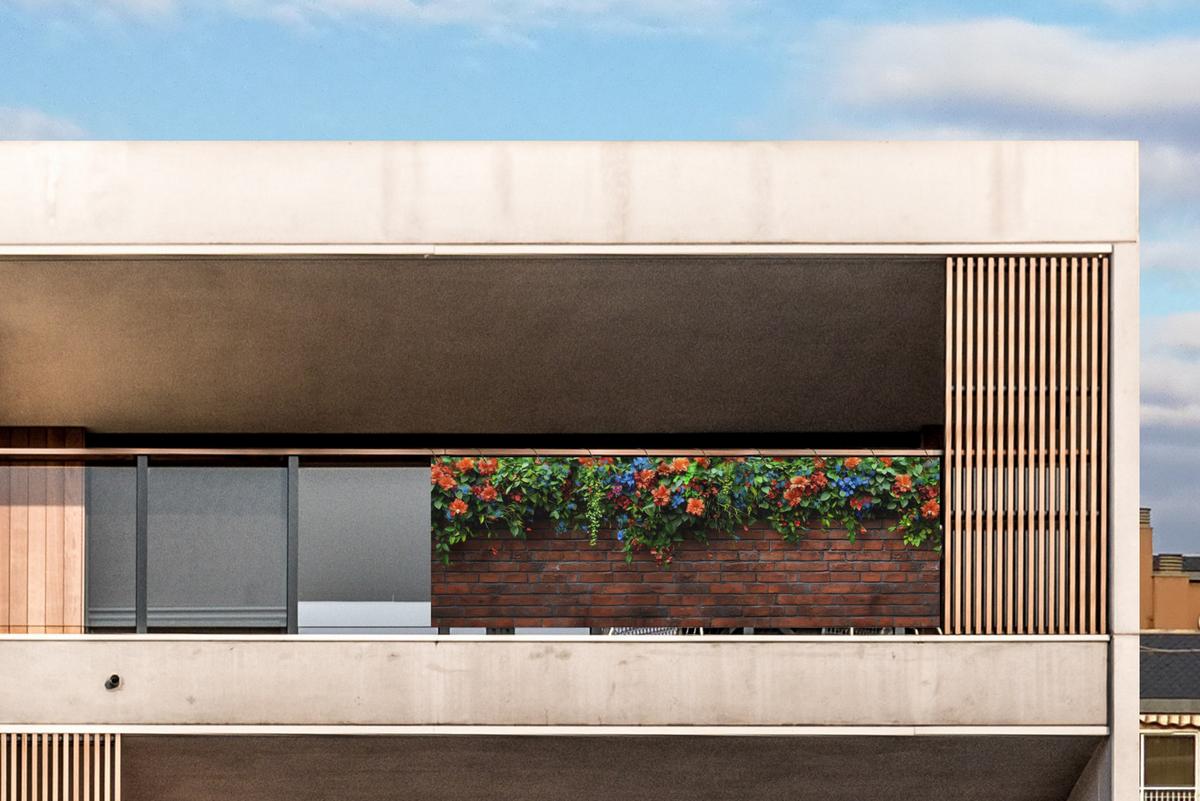BALKON-SICHTSCHUTZ Blumen - Wand - Grün - Orange Windschutz 300x90 cm - Rotbraun, Kunststoff (300/90cm) - MuchoWow
