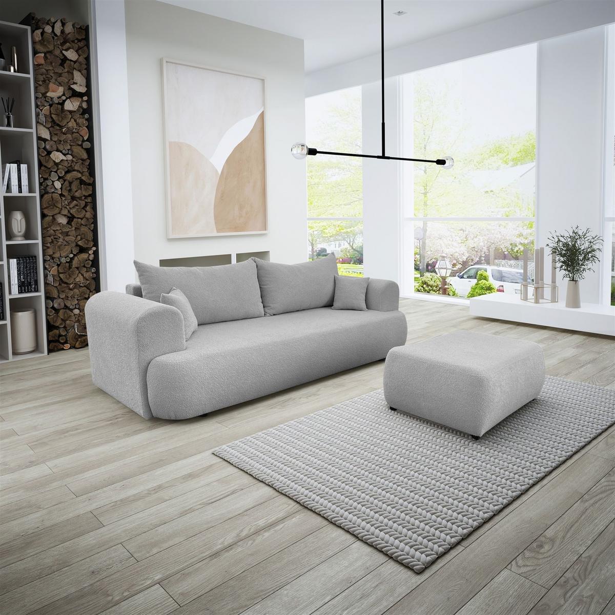 POLSTERHOCKER Anike In Now Or Never - Grau, Holzwerkstoff/Textil (98/42/66cm) - Fun Möbel