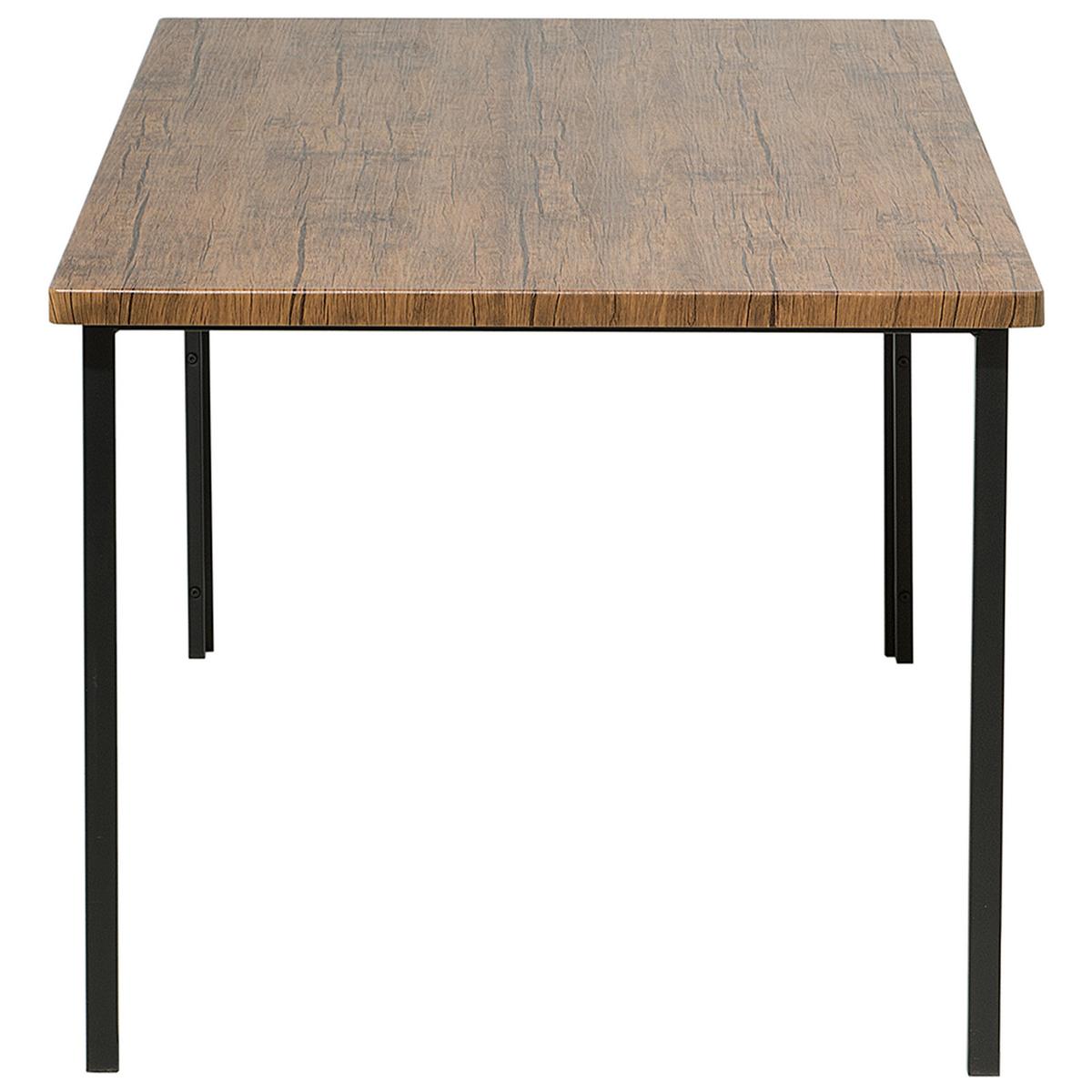 ESSGRUPPE Dunkelbraun Stahl 6-Sitzer 150 cm Laredo - Schwarz, Holzwerkstoff (150/75/90cm) - Beliani