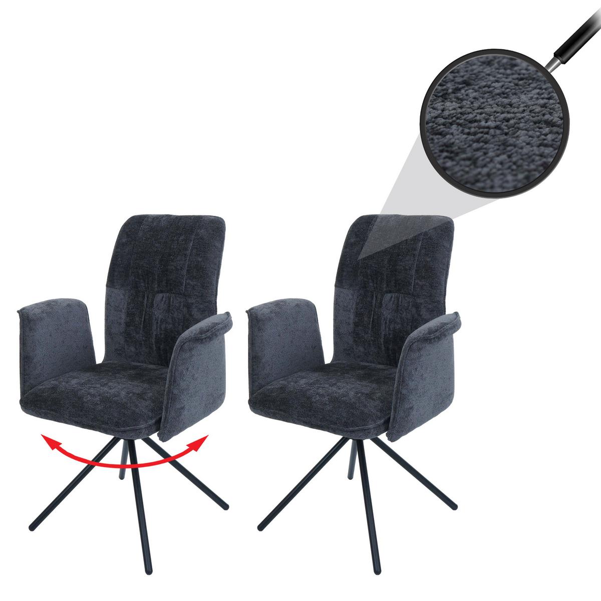 ESSZIMMERSTUHL Grau 2er-Set - Dunkelgrau/Grau, Textil (70/94/60cm) - MCW