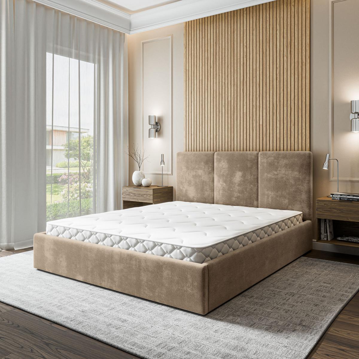 POLSTERBETT AZURI 120x200 cm mit Bettkästen - Beige - Beige, Holz (120/200cm) - MASSENO
