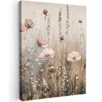 LEINWANDBILD Blumen - Rosa - Modern - Beige Room Decor 30x40 cm - Beige, Textil (30/40cm) - MuchoWow