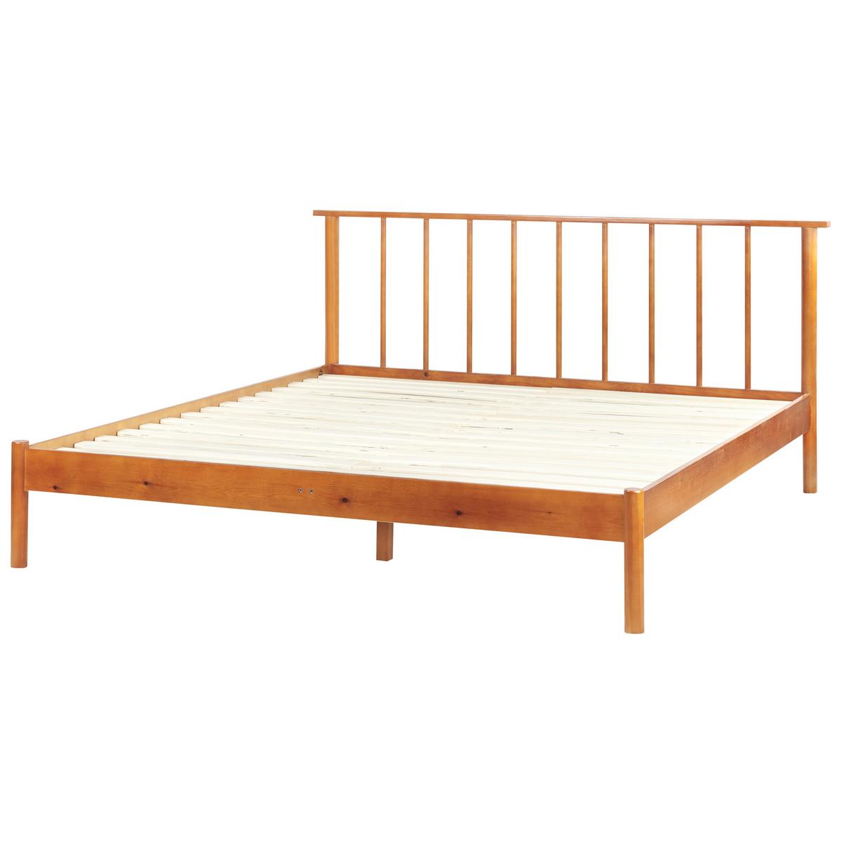 HOLZBETT 160/200cm Heller Holzfarbton Barret - Hellbraun, Holz (160/200cm) - Beliani