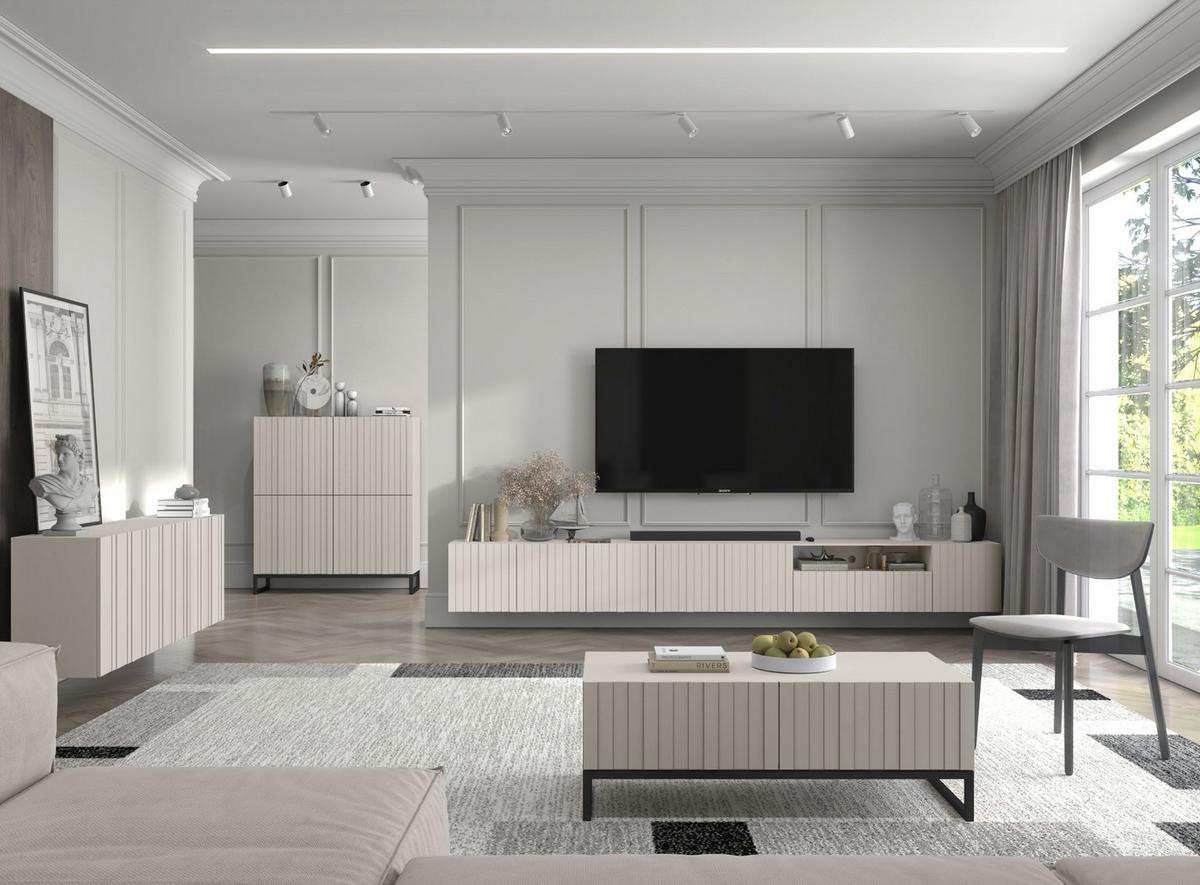 TV-SCHRANK Elpis2 Kaschmir Matt Glamour 150 cm - Kaschmir, Holzwerkstoff (150/37.5/36.5cm) - Meble Lindner