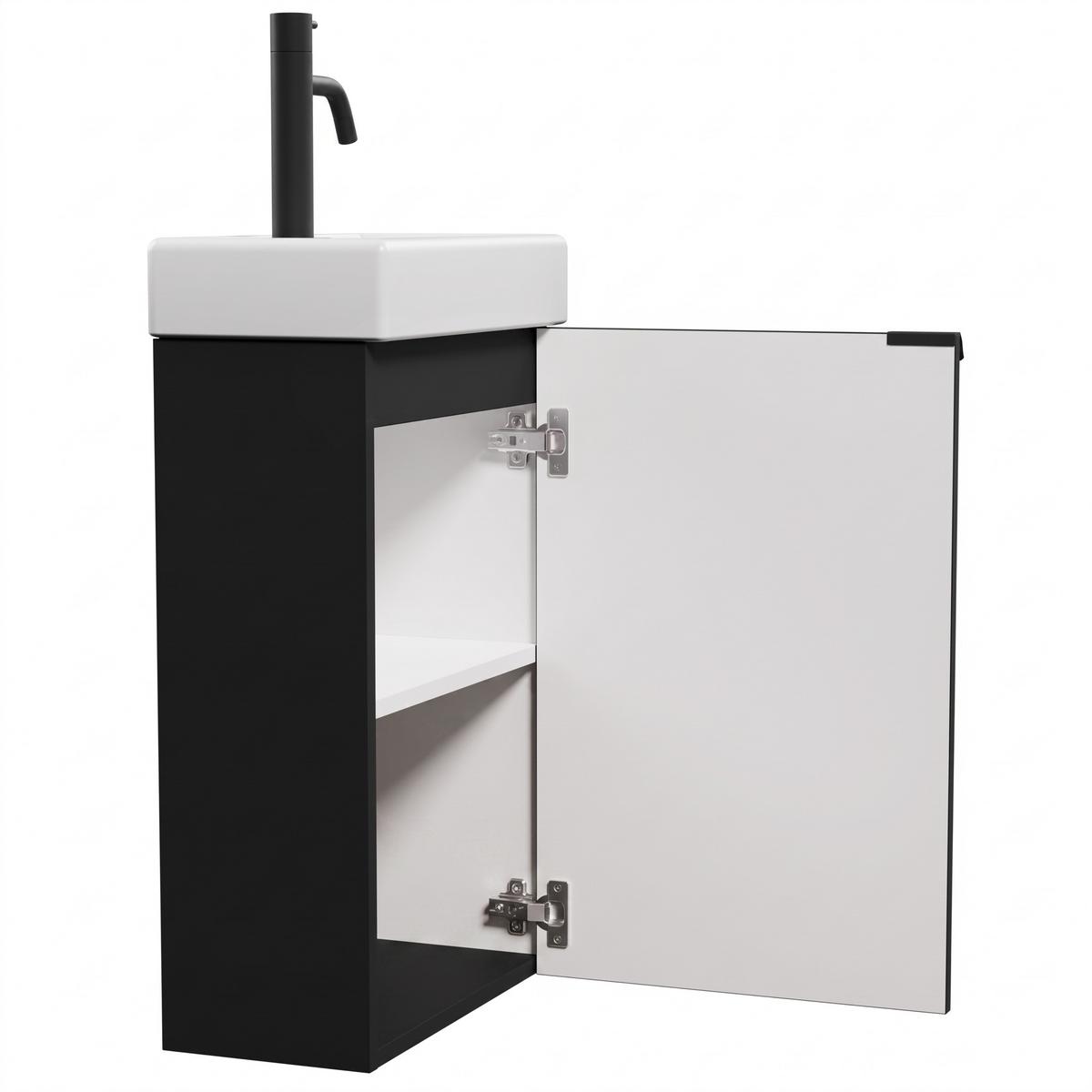 GÄSTE-WC-MÖBELSET Apollo 2 Teile Schwarz Matt - 40 x 22 x 64 cm - Schwarz, Holz (40/68/22cm) - Badplaats