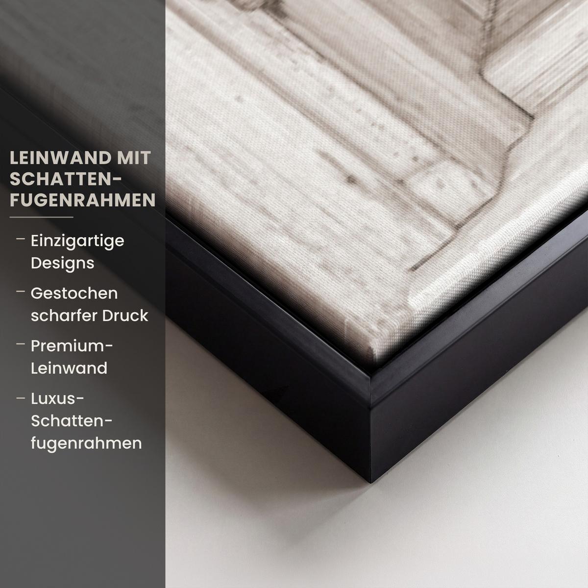 LEINWAND Bilder mit Rahmen - Fenster - Meer - Küste - Natur - Ausblick - Strand - Wattenmeer - 120x80 - Beige, Textil (120/80cm) - MuchoWow