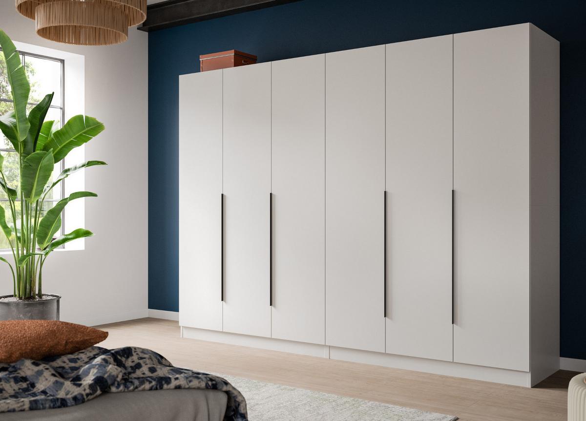 KLEIDERSCHRANK weiß 3-türig 120 x 181 cm, Drehtürenschrank mit Kleiderstange - Schwarz/Weiß, Holzwerkstoff/Kunststoff (120/181/52cm) - Inn.Furn
