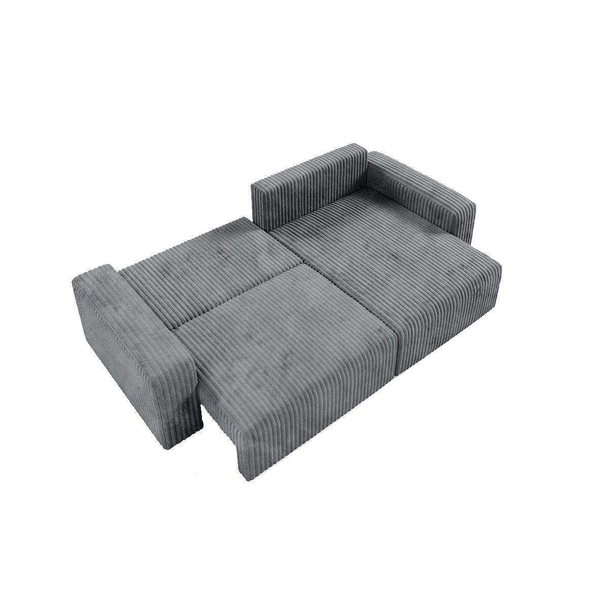 ECKSOFA Angela 3 Sitzplätze Dunkelgrau - Grau, Holz (252/149cm) - Petits-meubles