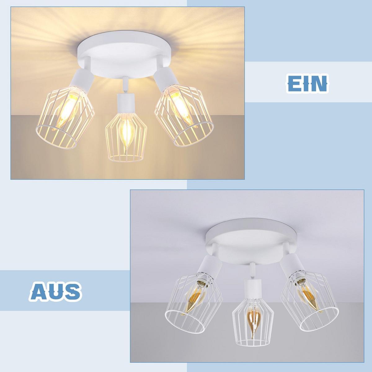 DECKENSTRAHLER Ennis 3-flammig 29/29/24cm - Weiß, Metall (29/29/24cm) - Nettlife