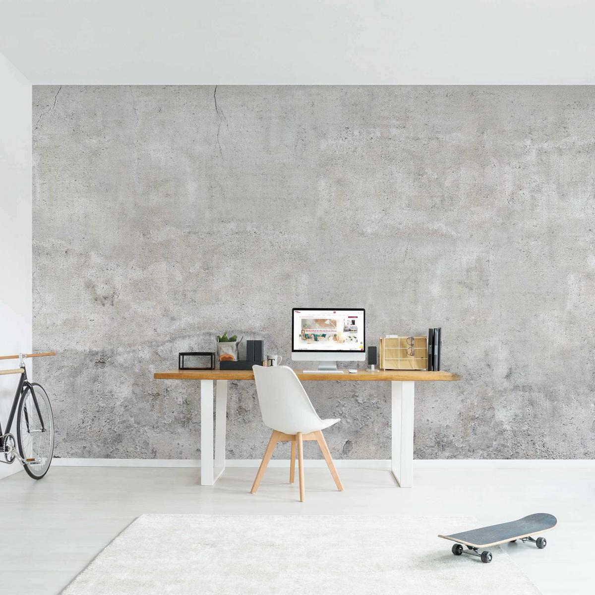 FOTOTAPETE Shabby Betonoptik 384/255 cm - Grau, Papier (384/255cm) - Bilderwelten