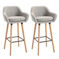 BARHOCKER, Buchenholzbeine, Metall Beige - Beige, Holz (48/100/55cm) - HOMCOM