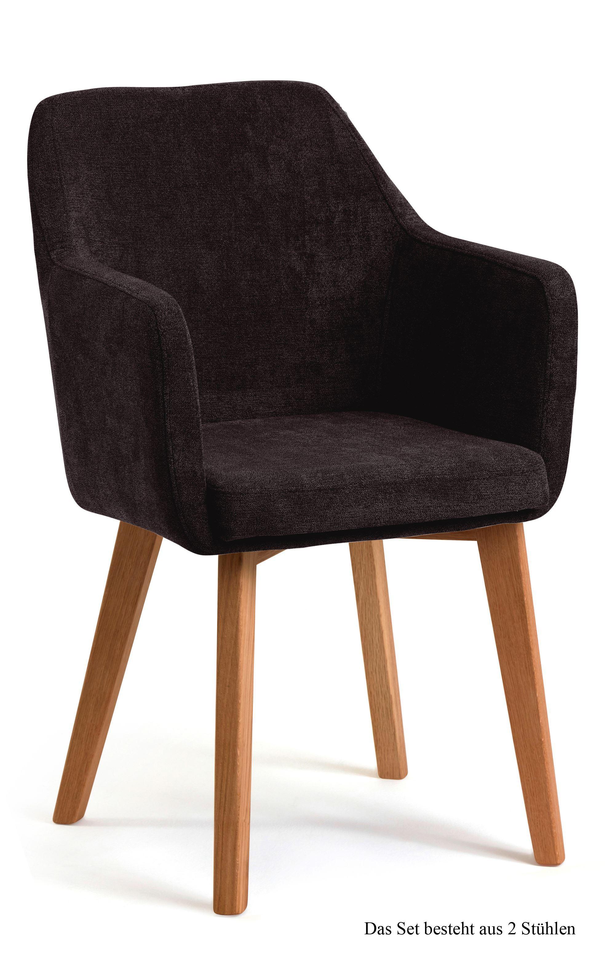 ARMLEHNSTUHL (2er-Set) Darleen 57x87x60 Eiche geölt/Espresso - Eichefarben/Dunkelbraun, Kunststoff (60/87/57cm) - 58aufmkessel