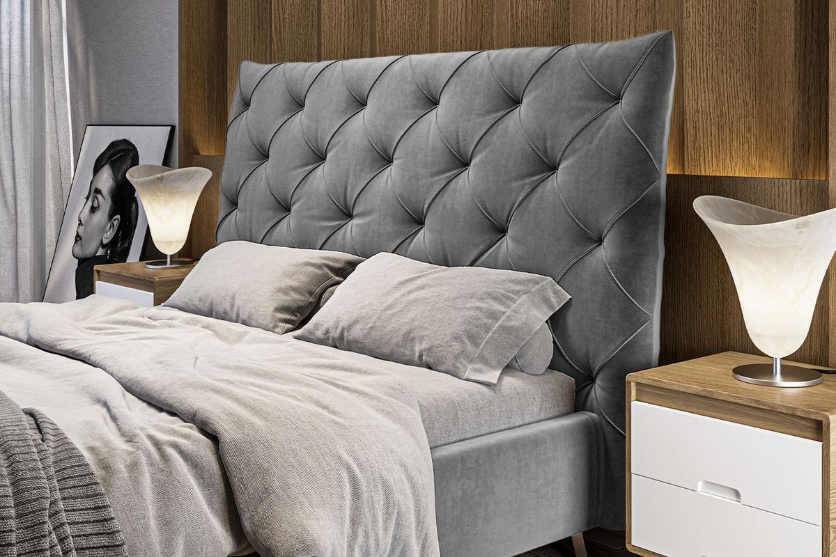 POLSTERBETT ANNY Grau Velvet - Grau, Textil (200/200cm) - KAWOLA