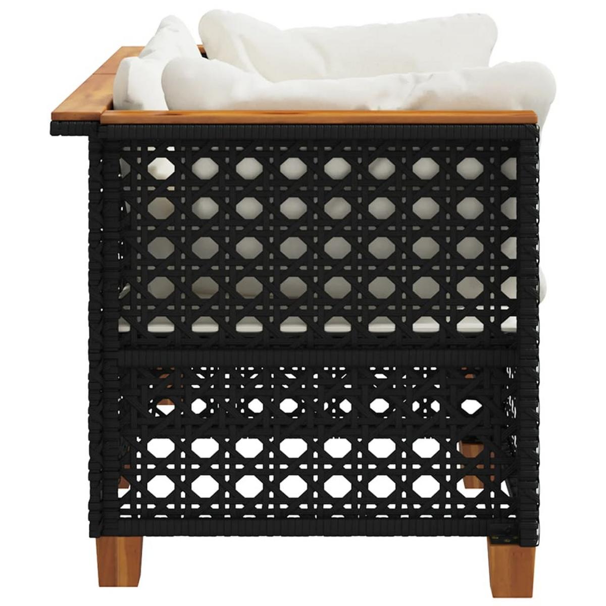 GARTENSOFA LYVOM 127/62/63.5 cm （2-SITZER） - Schwarz, Holz (127/62/63.5cm) - ZMH