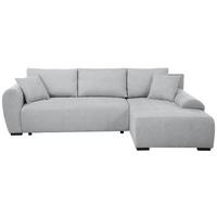 ECKSCHLAFSOFA Dallas mit Bettkasten, 255 cm, Hellgrau, rechts, Velour-Stoff - Hellgrau, Textil (255/175cm) - Beautysofa