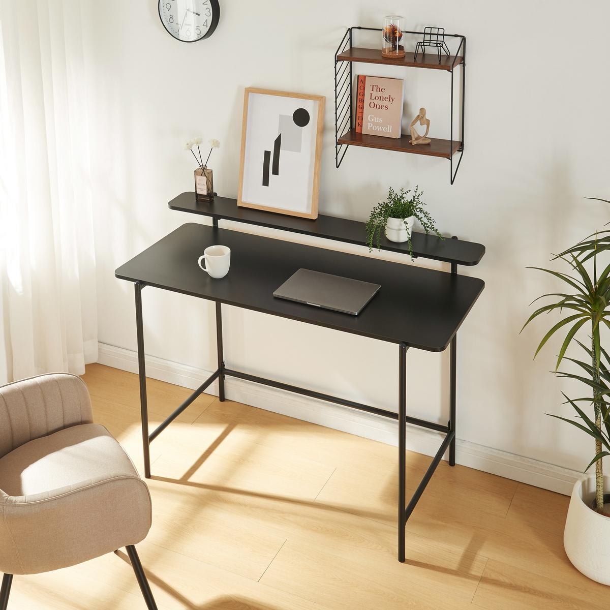 SCHREIBTISCH Samnanger - Schwarz, Holzwerkstoff/Metall (55/120/88cm) - [en.casa]