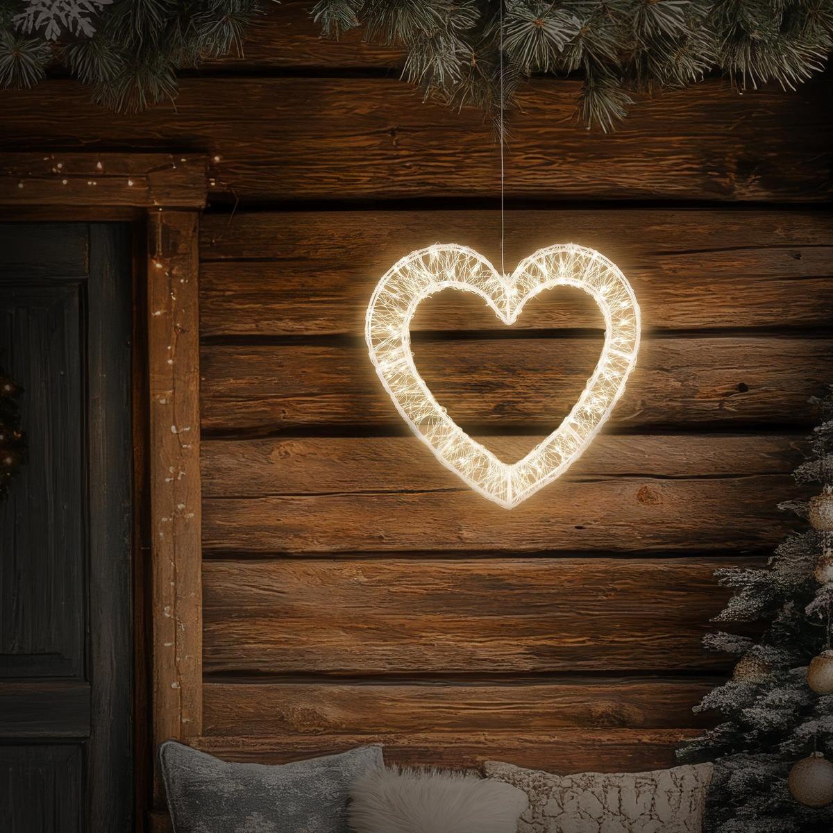 LED DEKO HERZ Weihnachten 500 LED Warmweiß Weihnachtsdeko 38,5x36 cm Innen/Außen - Weiß, Kunststoff (38.5/36/4.5cm) - ECD-Germany