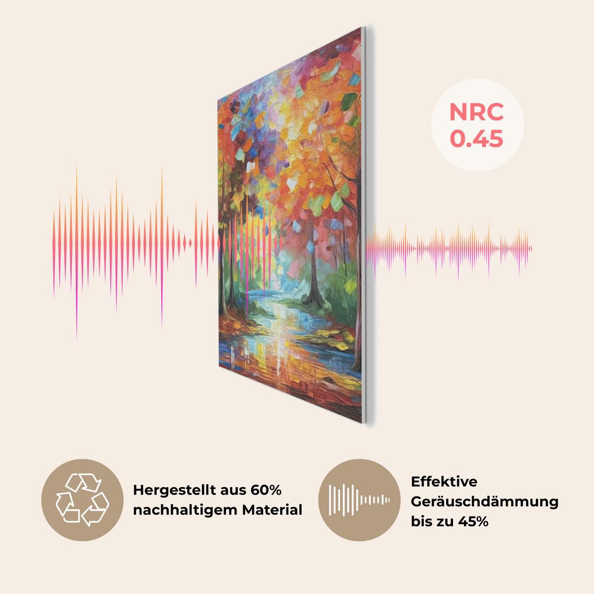AKUSTIKBILD Landschaft - Wald - Farben - Natur Wanddeko 60x90 cm - Multicolor, Kunststoff (60/90/0.9cm) - MuchoWow