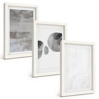 BILDER SET 3er Set - 20x30 cm Weißer Rahmen - Abstrakte moderne Strukturen - Weiß, Kunststoff (20/30cm) - TULUP