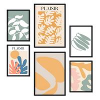 POSTER Set Mit 6 Vegetation Sammlung A3 & A4 Schwarzer Rahmen - Schwarz, Papier (29/3cm) - Nacnic