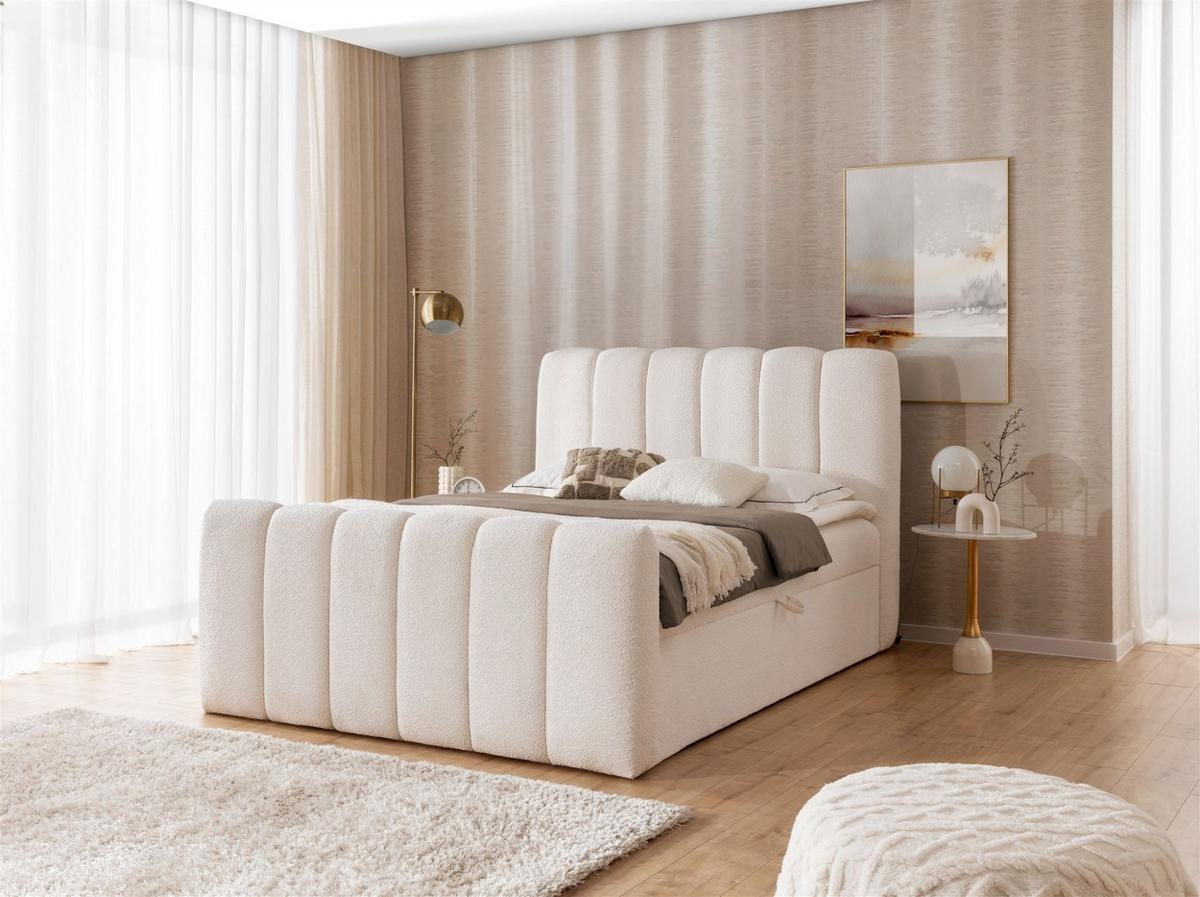 BOXBETT Denis - Creme, Holzwerkstoff/Textil (120/200cm) - Fun Möbel