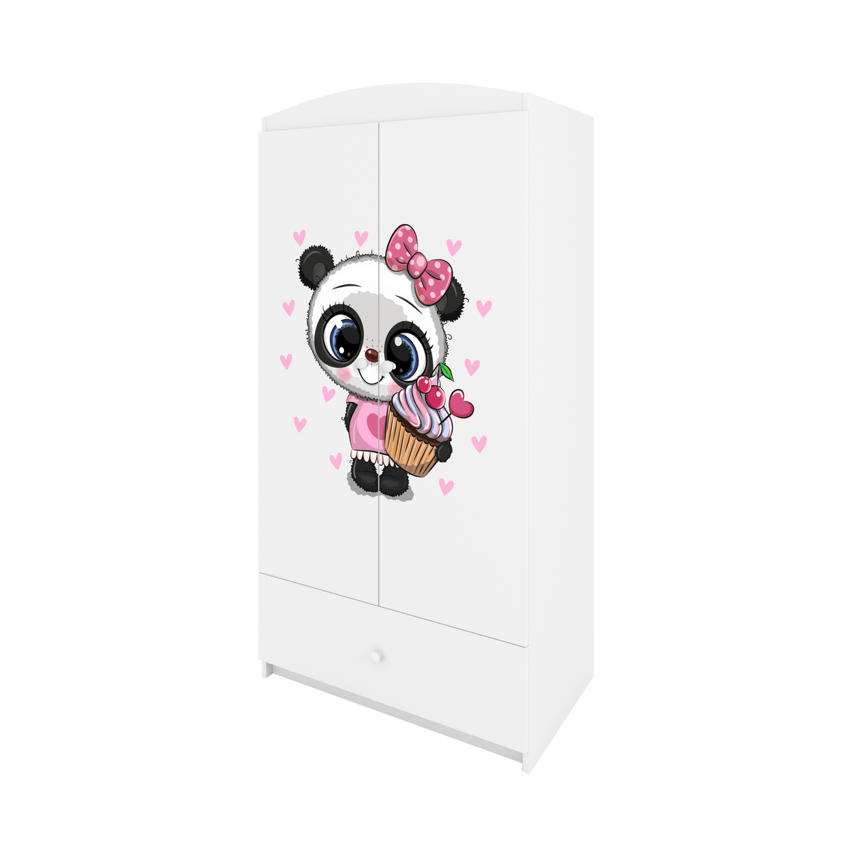KINDERKLEIDERSCHRANK Panda - Weiß, Holzwerkstoff (90/175/52cm) - RAUMHIRSCH FURNITURE