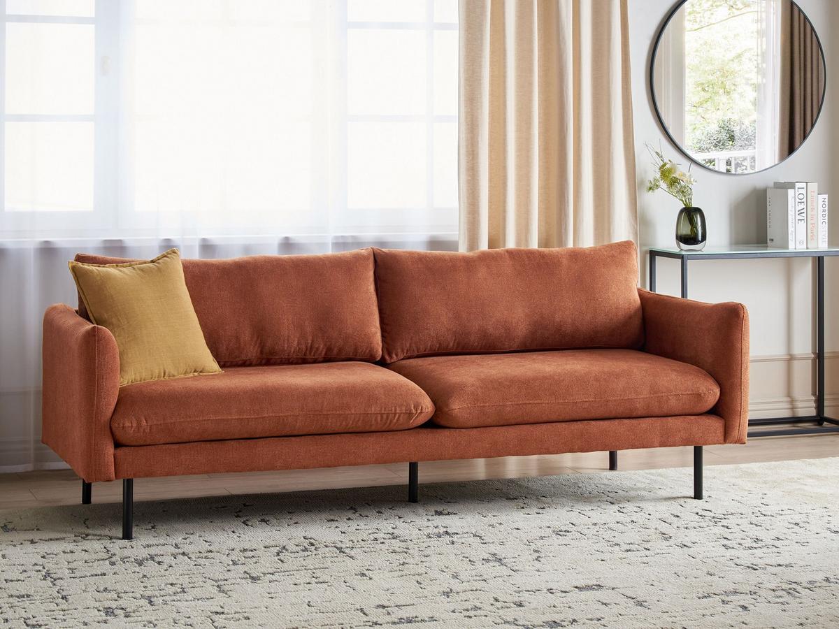 3-SITZER-SOFA Chenillegewebe Goldbraun Vinterbro - Goldfarben, Textil (220/86/84cm) - Beliani