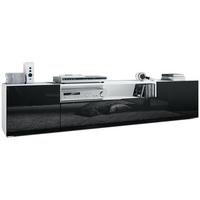 LOWBOARD Mogan Fronten in Schwarz Hochglanz - Schwarz Hochglanz, Holzwerkstoff (181/39/35cm) - Vladon