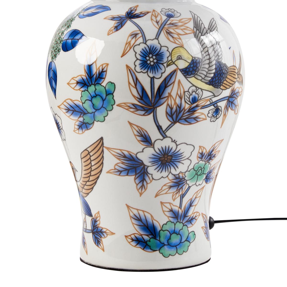 TISCHLAMPE Porzellan Weiß/Blau Moraca - Blau/Weiß, Keramik (40/40/53cm) - Beliani