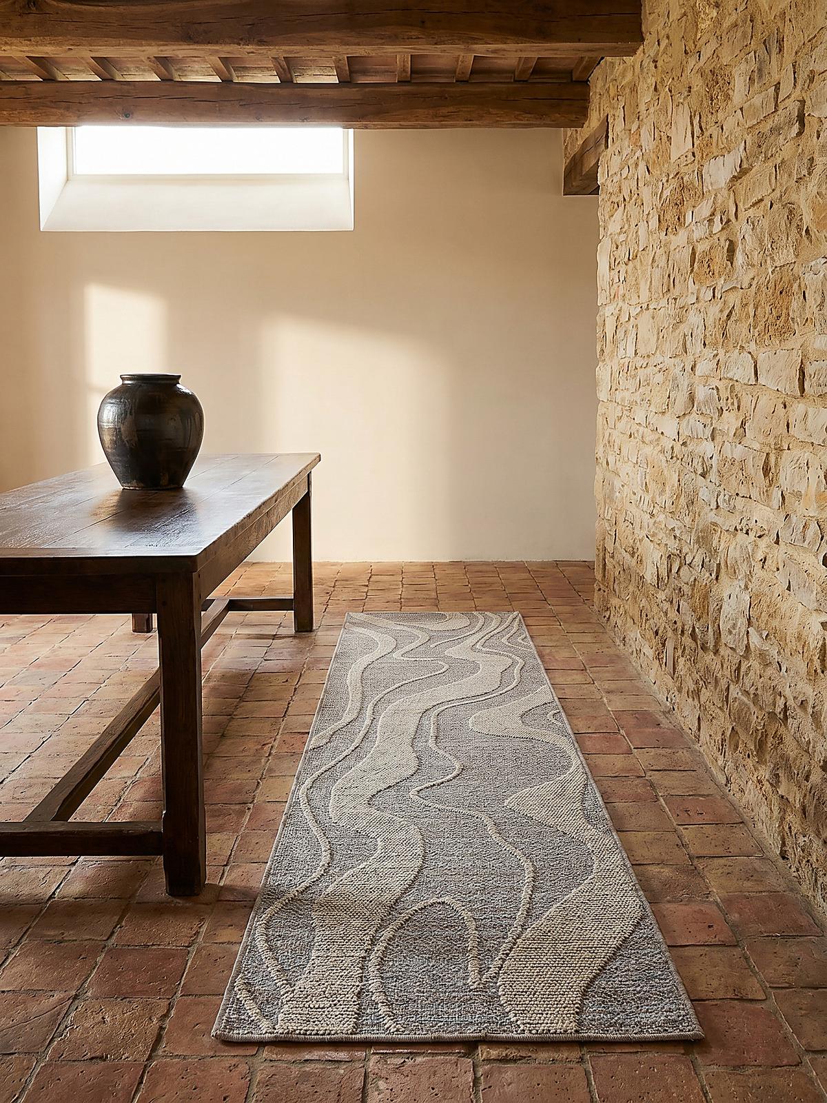TEPPICH Waschbar LEAM, abstrakt, Grau, 78 x 230 cm - Grau, Textil (230/78cm) - KADIMA DESIGN