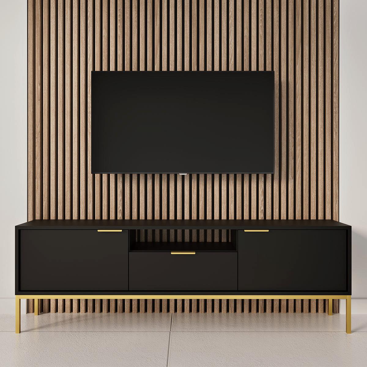 TV-MÖBEL Seattle Schwarz - Goldfarben/Schwarz, Holzwerkstoff (175/56.4/33cm) - Petits-meubles