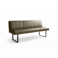 ESSZIMMERBANK ELEEN Grün Leder - Olivgrün/Grün, Leder (223/85/69cm) - KAWOLA