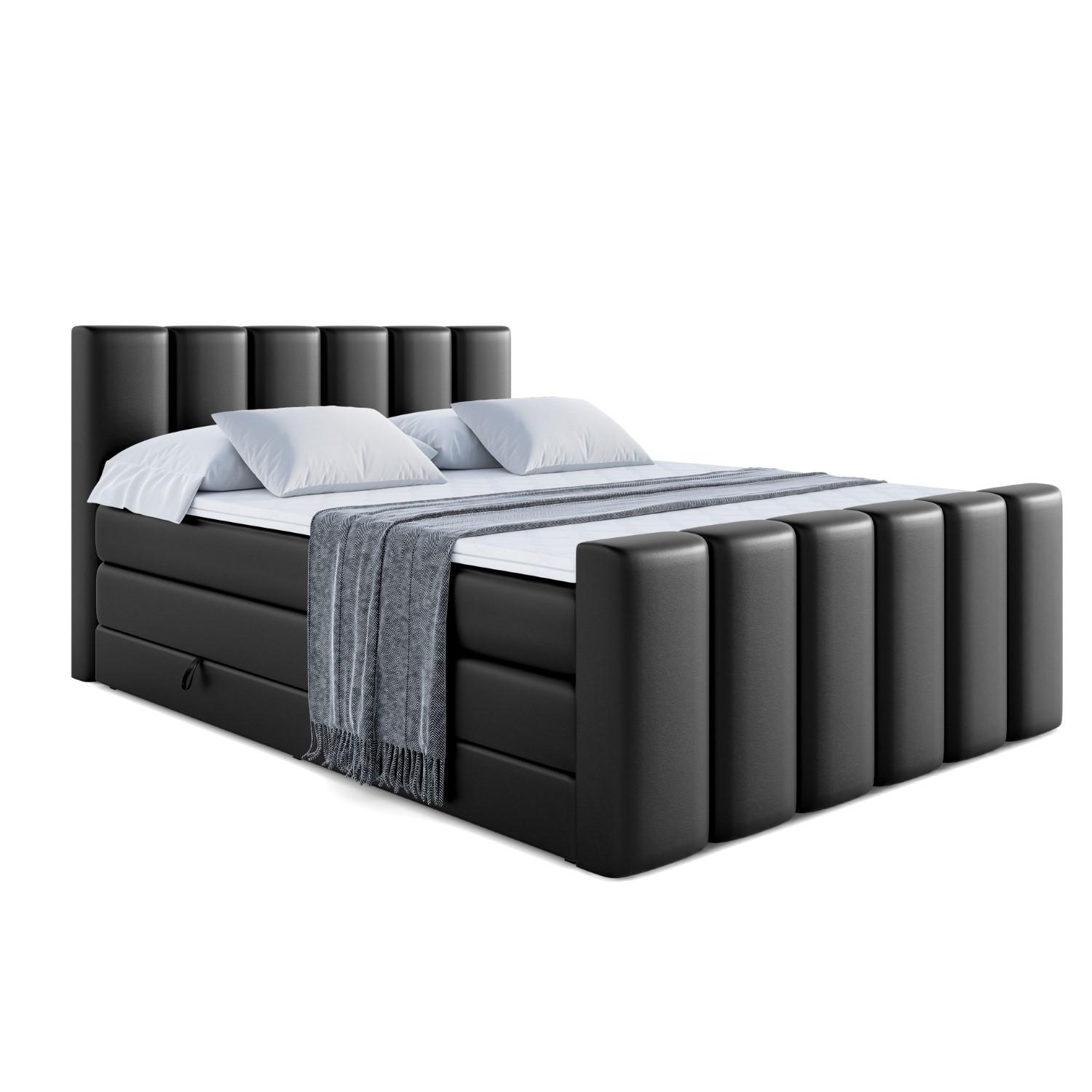 BOXSPRINGBETT BOXI1-Z KING - 140x200 - H3/H4 - Schwarz Hochglanz - Schwarz Hochglanz, Holzwerkstoff (140/200cm) - ALTDECOR