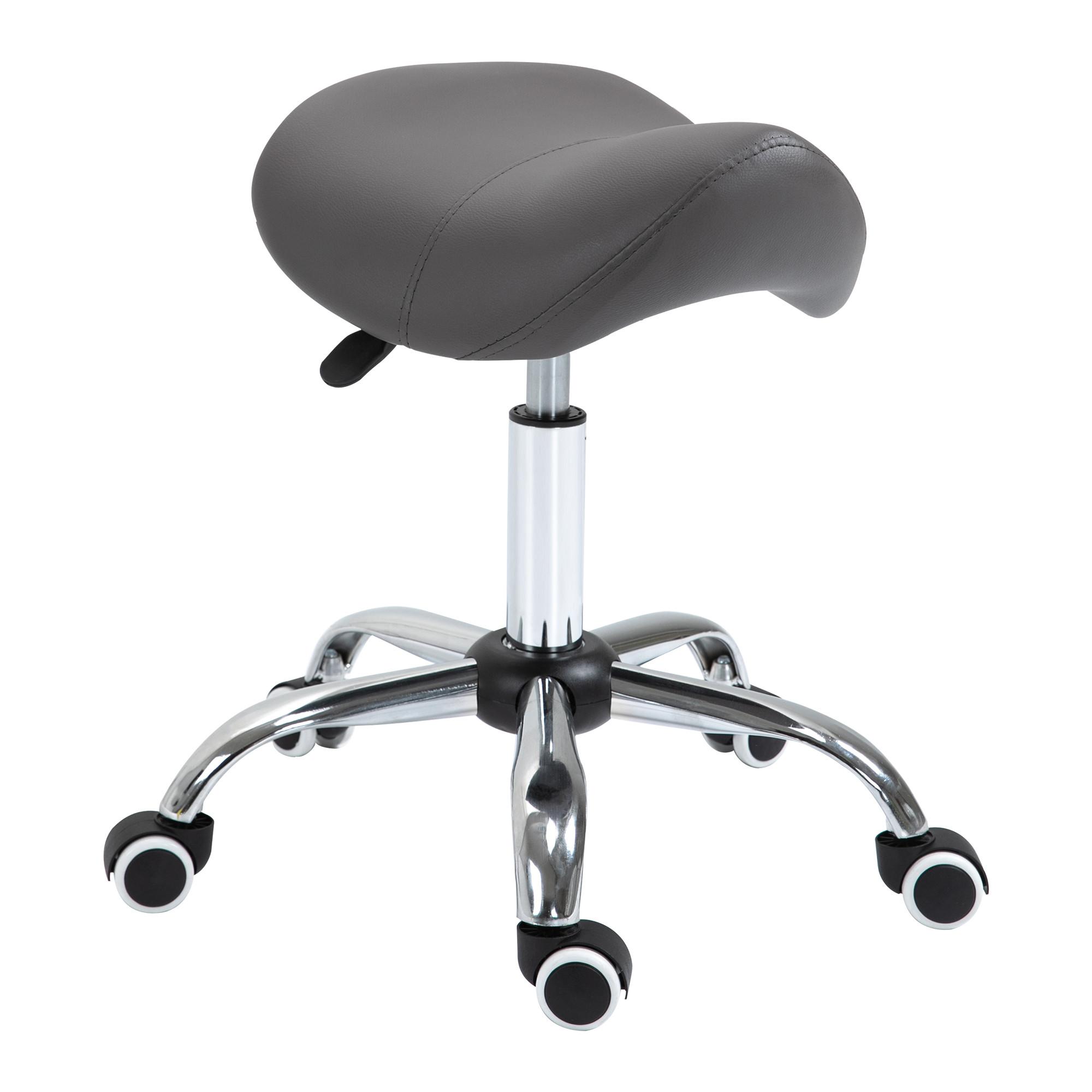 ROLLHOCKER Höhenverstellbarer Drehhocker Arbeitshocker mit Rädern Grau - Grau, Kunststoff (52/61/53cm) - HOMCOM