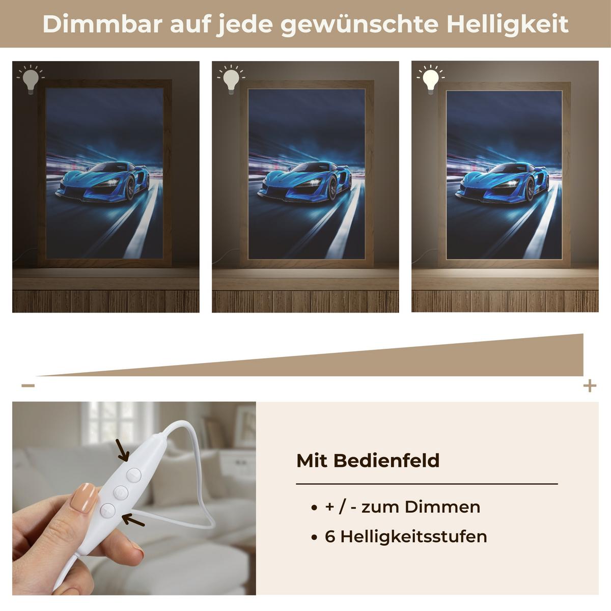 WANDLEUCHTE Auto - Blau - Jungen - Kind 20x30 cm - Blau, Holzwerkstoff (20/30/8cm) - OnlyWow