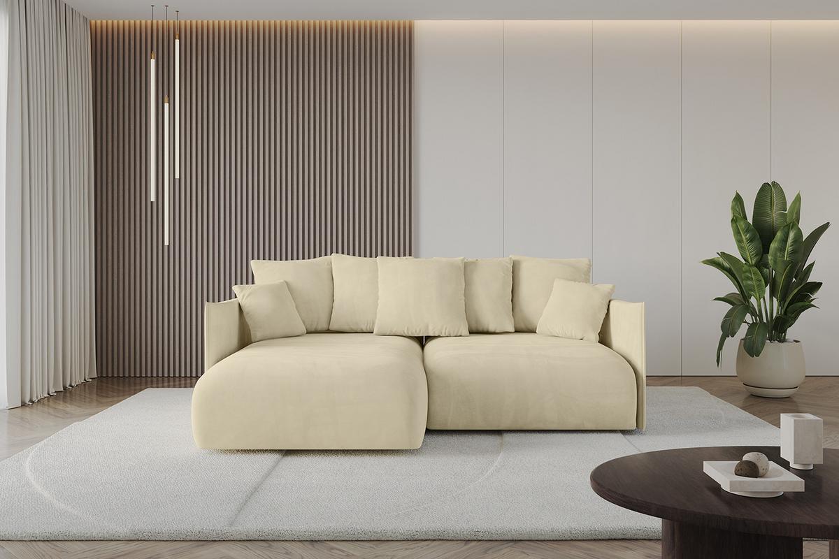ECKSOFA Ottomane links ONESK-L 216x177x72 Beige Velours - Taupe/Beige, Holzwerkstoff/Kunststoff (216/177cm) - ALTDECOR