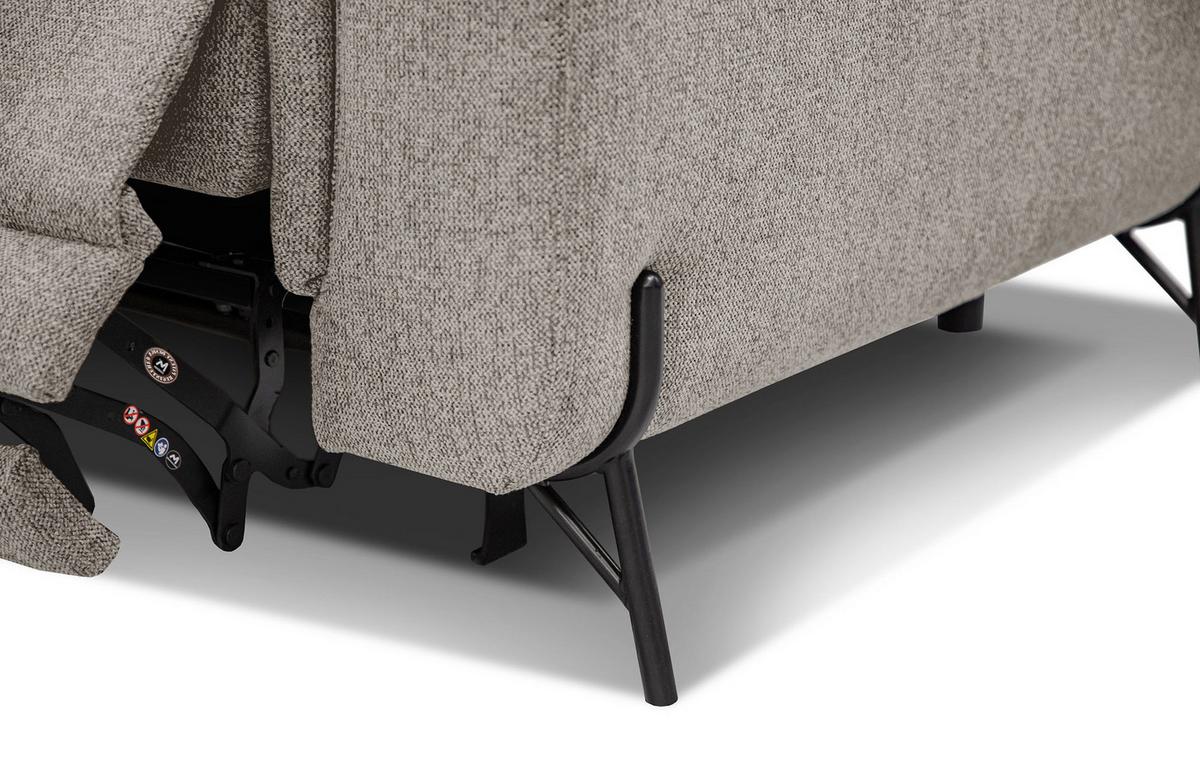 SOFA AVENA 3-Sitzer mit 1 Relaxfunktion, taupe - Taupe, Holzwerkstoff/Textil (204/80/108cm) - Wozimo