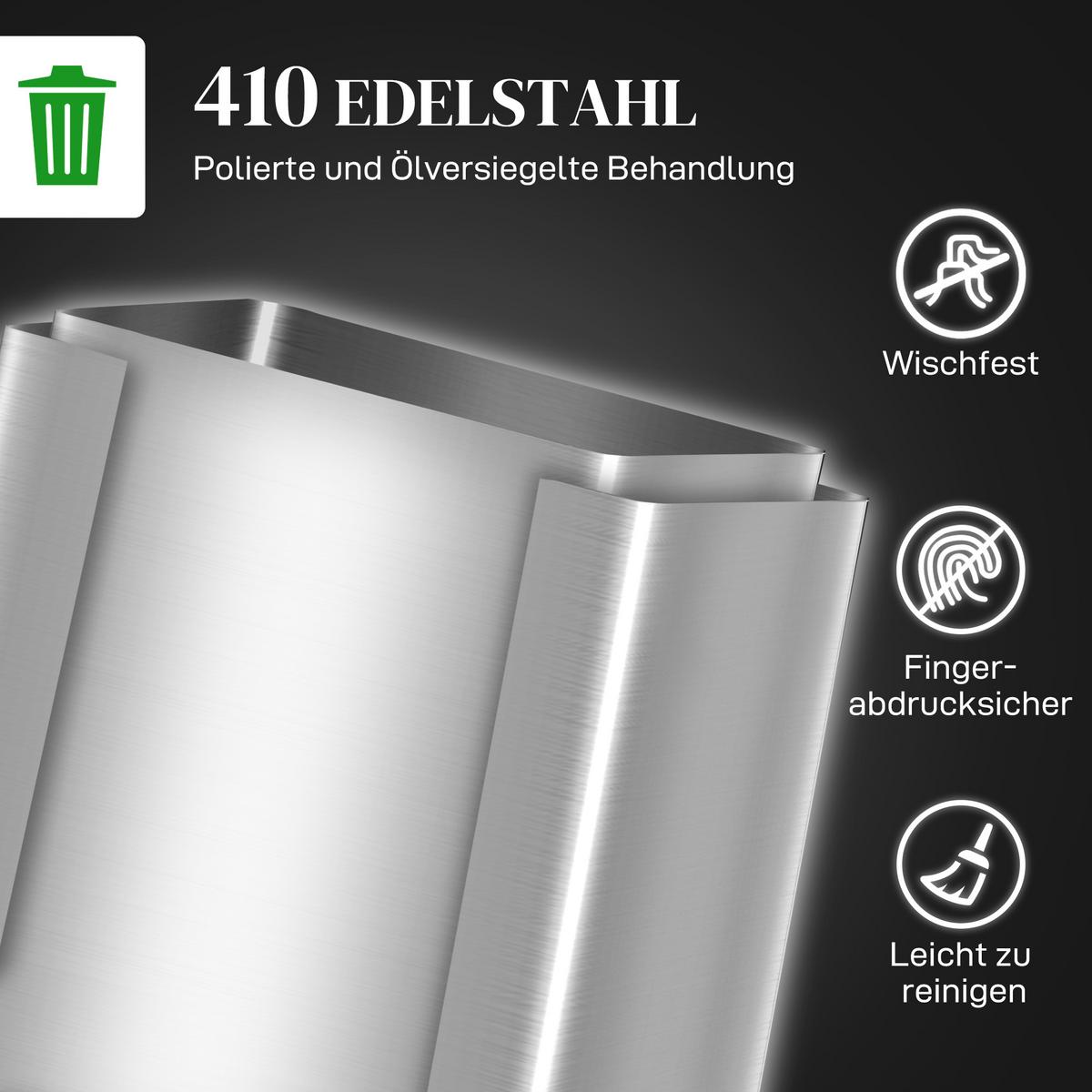 MÜLLEIMER Edelstahl Silber - Silberfarben, Metall (36.7/58/41.8cm) - HOMCOM