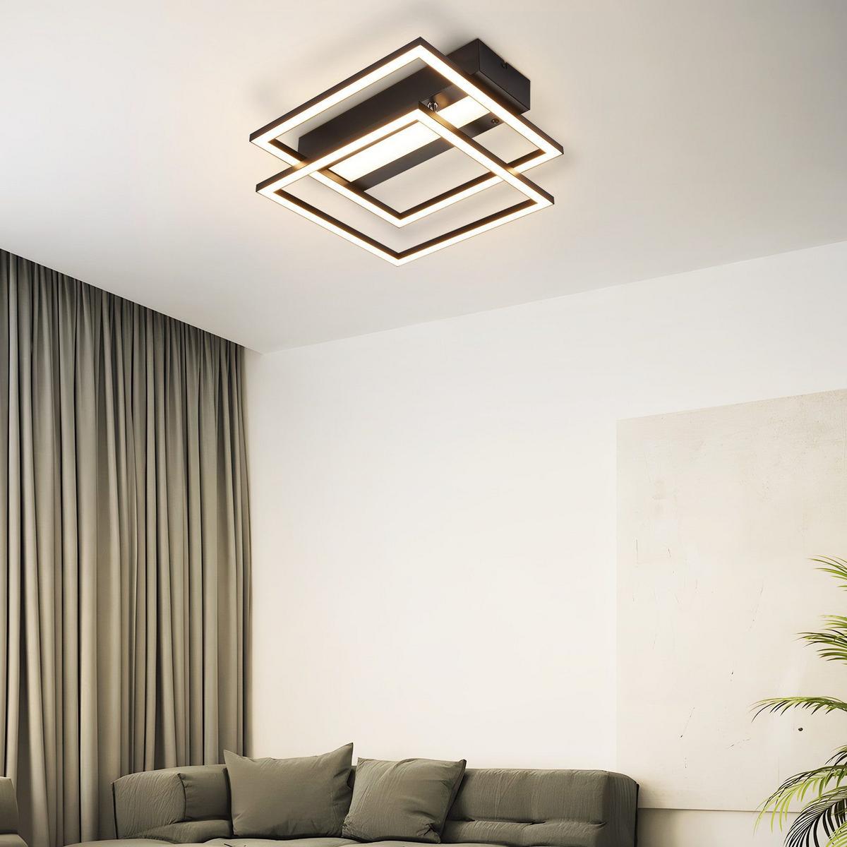 LED-DECKENLEUCHTE Macswain 37/36/7.5cm - Schwarz, Metall (36/37/7.5cm) - Nettlife