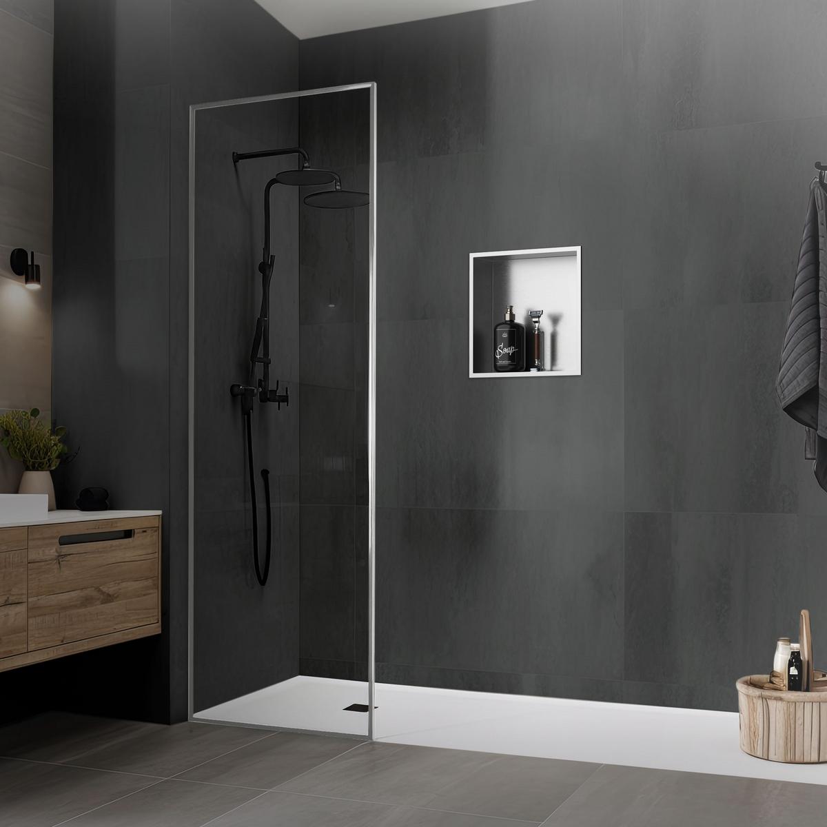 DUSCHNISCHE Silber 30/30 cm - Silberfarben, Metall (30/30/10cm) - LuxeBath